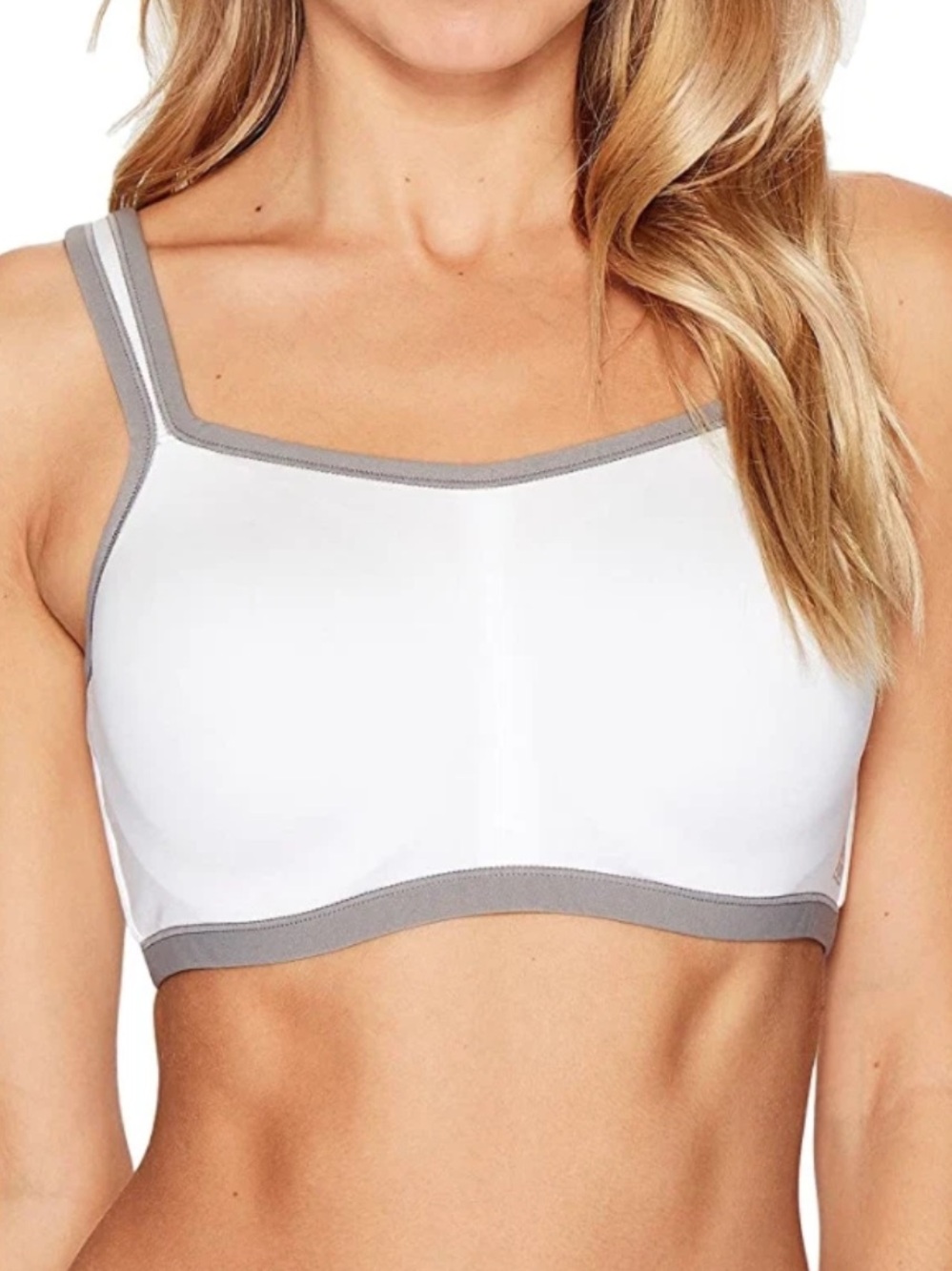 🌻EUC Natori Yogi Convertible Sports Bra 34D White Gray Molded Underwire L88219